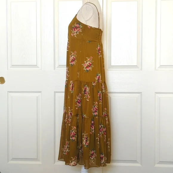 Madewell Yellow Brown Spaghetti Strap Sundress Maxi - Picture 7 of 10